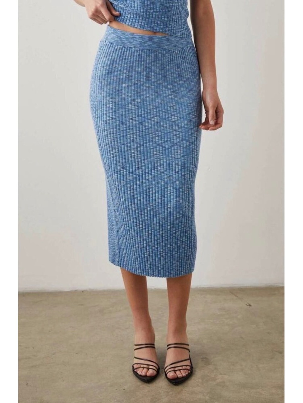 Rails Kendall Ribbed Midi Skirt XXS Blue Multispace Dye Stretch Knit